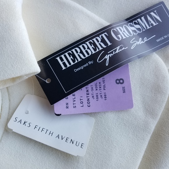 VTG Herbert Grossman Wool Ivory Suit Sz 8 $330 … - Picture 7 of 9